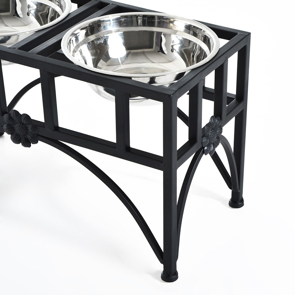 PawHut 22 Double Stainless Steel Heavy Duty Dog Food Bowl Pet Elevated Feeding Station