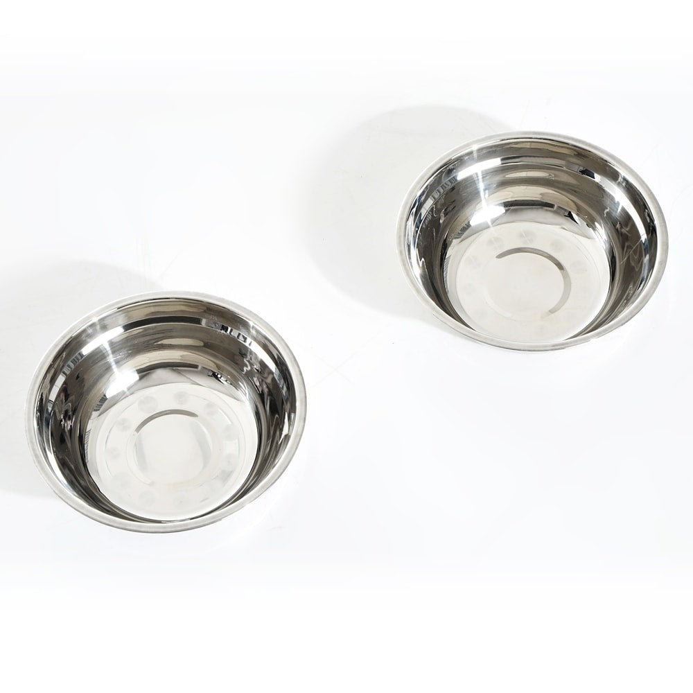 PawHut 22 Double Stainless Steel Heavy Duty Dog Food Bowl Pet Elevated Feeding Station