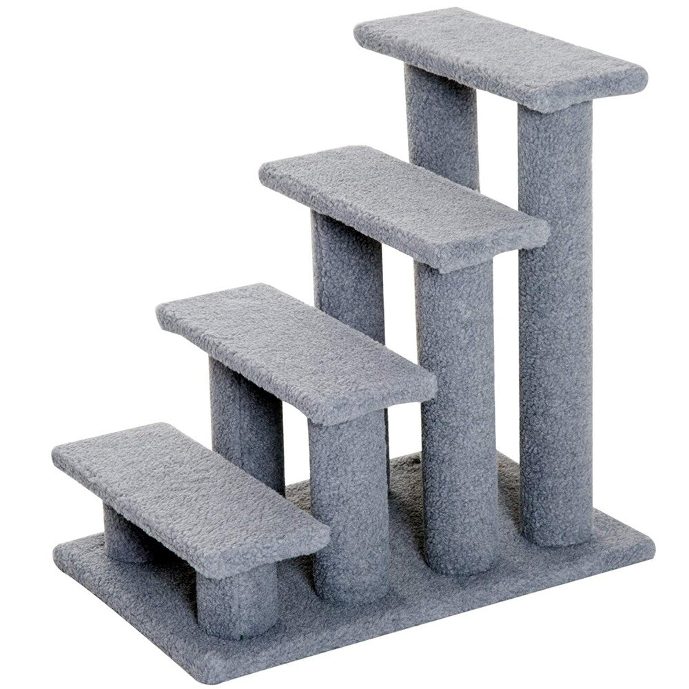 PawHut 25 4-Step Multi-Level Carpeted Cat Scratching Post Pet Stairs - Grey