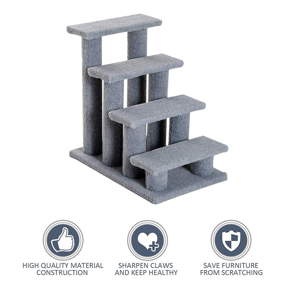 PawHut 25 4-Step Multi-Level Carpeted Cat Scratching Post Pet Stairs - Grey
