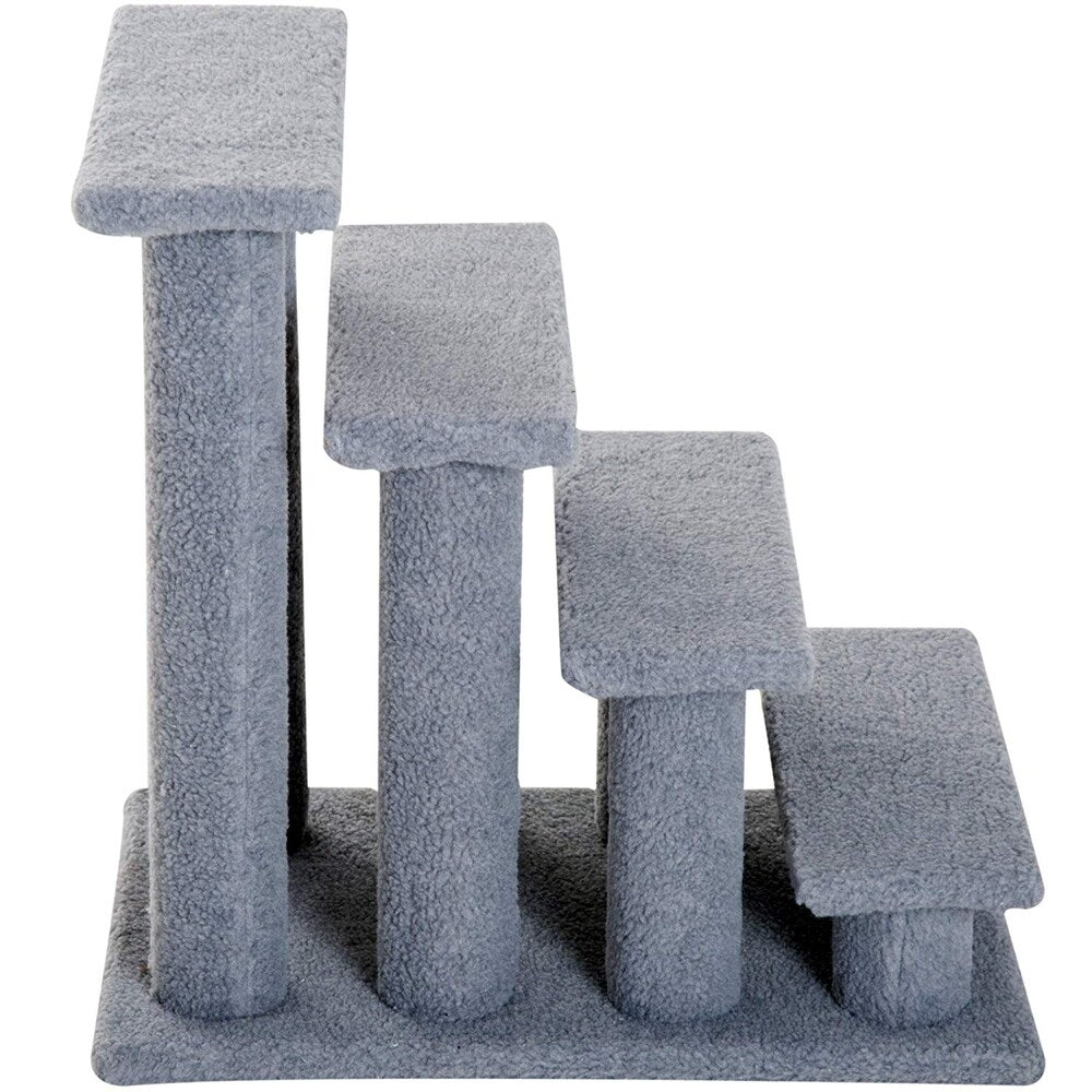 PawHut 25 4-Step Multi-Level Carpeted Cat Scratching Post Pet Stairs - Grey