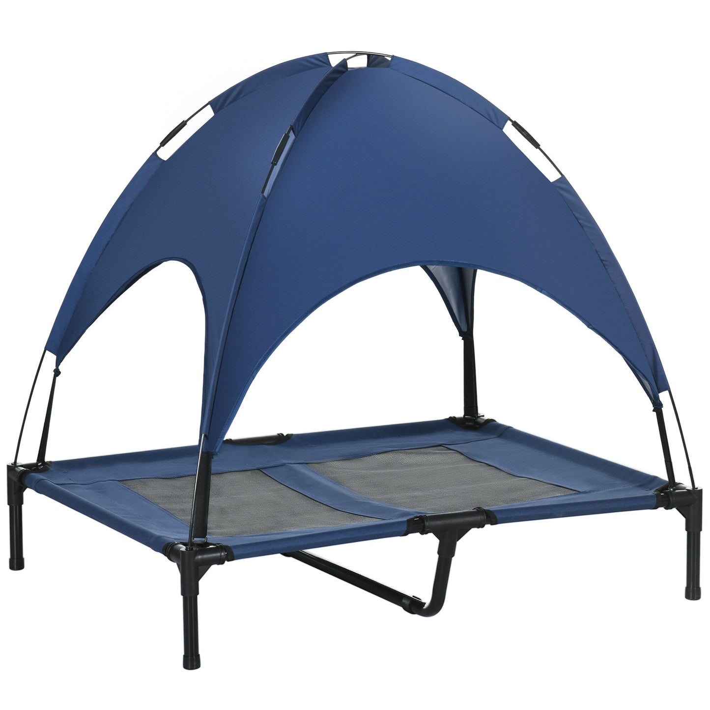 PawHut 36 x 30 Elevated Dog Cot Cooling Pet Bed With UV Protection Canopy Shade
