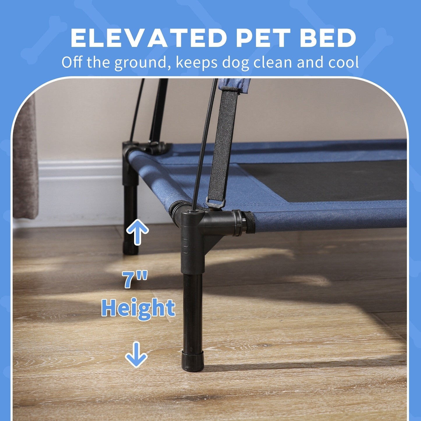 PawHut 36 x 30 Elevated Dog Cot Cooling Pet Bed With UV Protection Canopy Shade