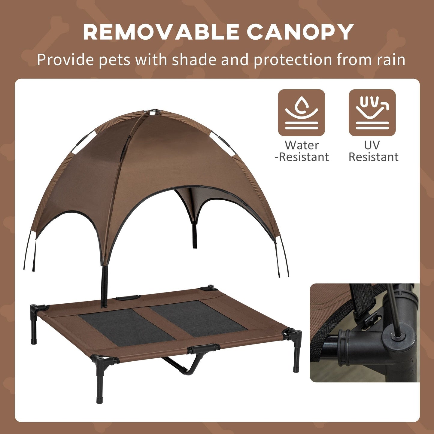 PawHut 36 x 30 Elevated Dog Cot Cooling Pet Bed With UV Protection Canopy Shade