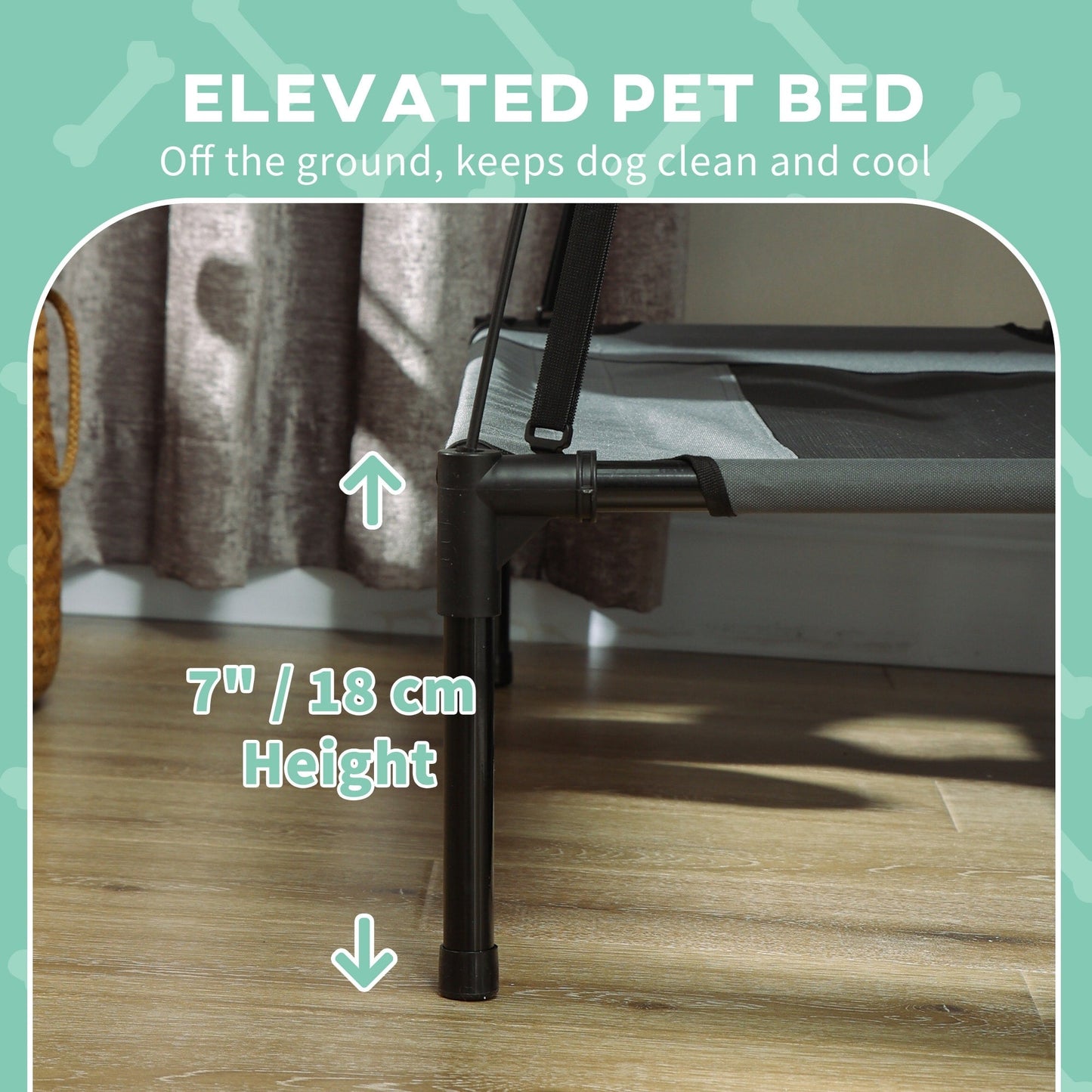 PawHut 36 x 30 Elevated Dog Cot Cooling Pet Bed With UV Protection Canopy Shade