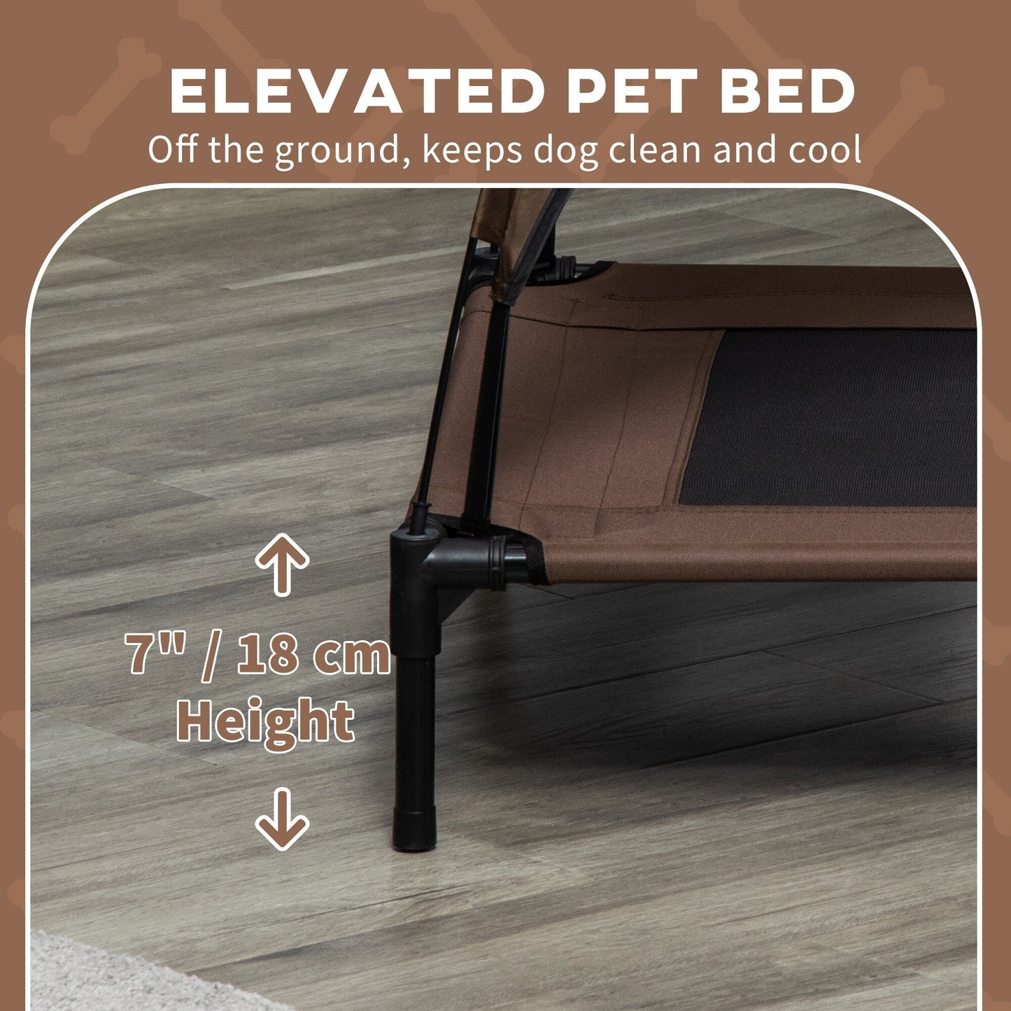 PawHut 36 x 30 Elevated Dog Cot Cooling Pet Bed With UV Protection Canopy Shade