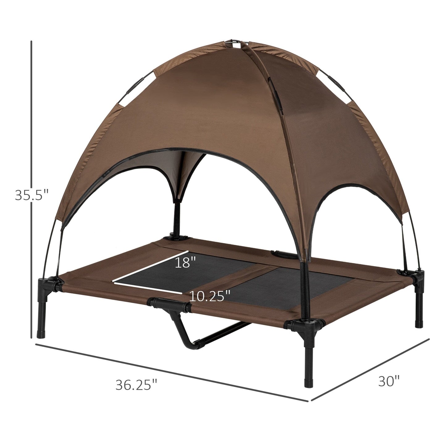 PawHut 36 x 30 Elevated Dog Cot Cooling Pet Bed With UV Protection Canopy Shade