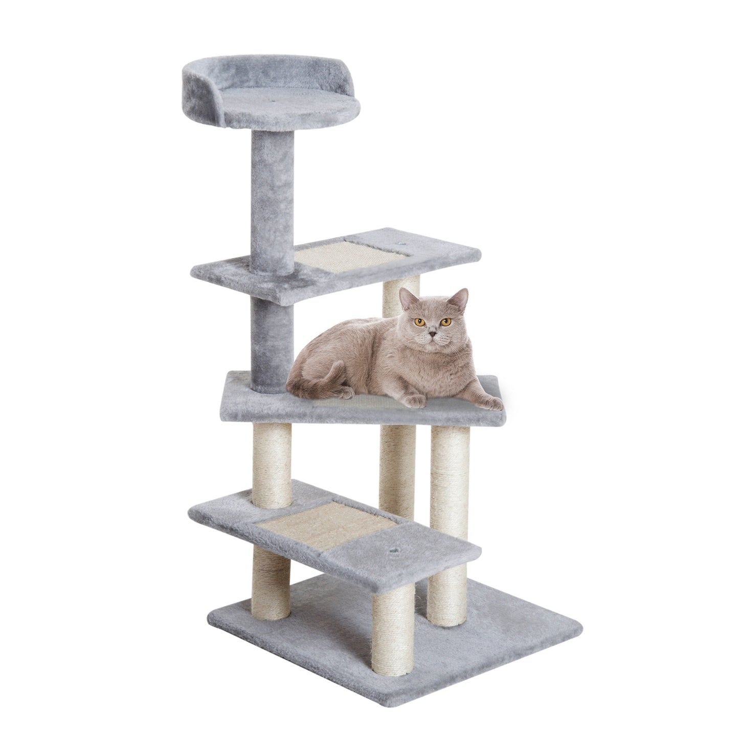 PawHut 40 5-Level Revolving Stair Cat Tree Scratcher Climbing Activity Tower with Play Center and Resting Perch, Grey