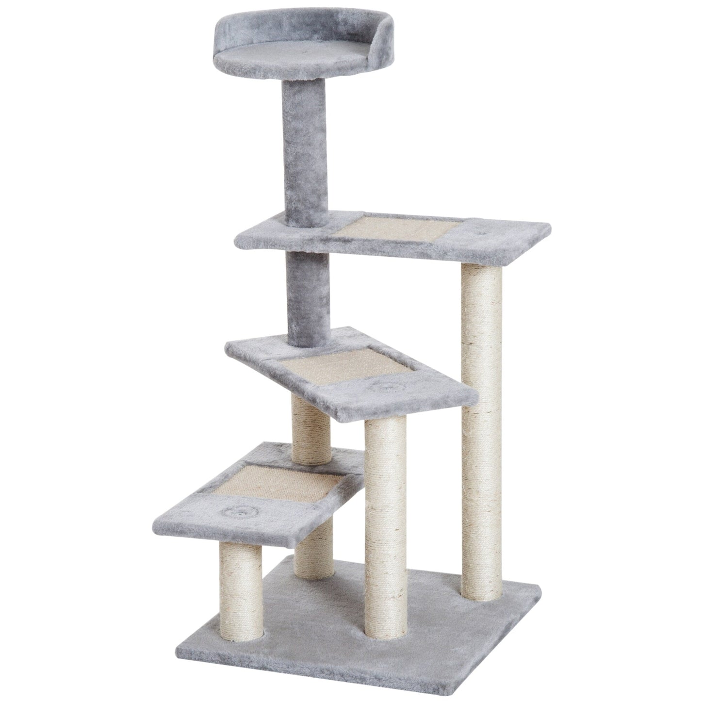PawHut 40 5-Level Revolving Stair Cat Tree Scratcher Climbing Activity Tower with Play Center and Resting Perch, Grey