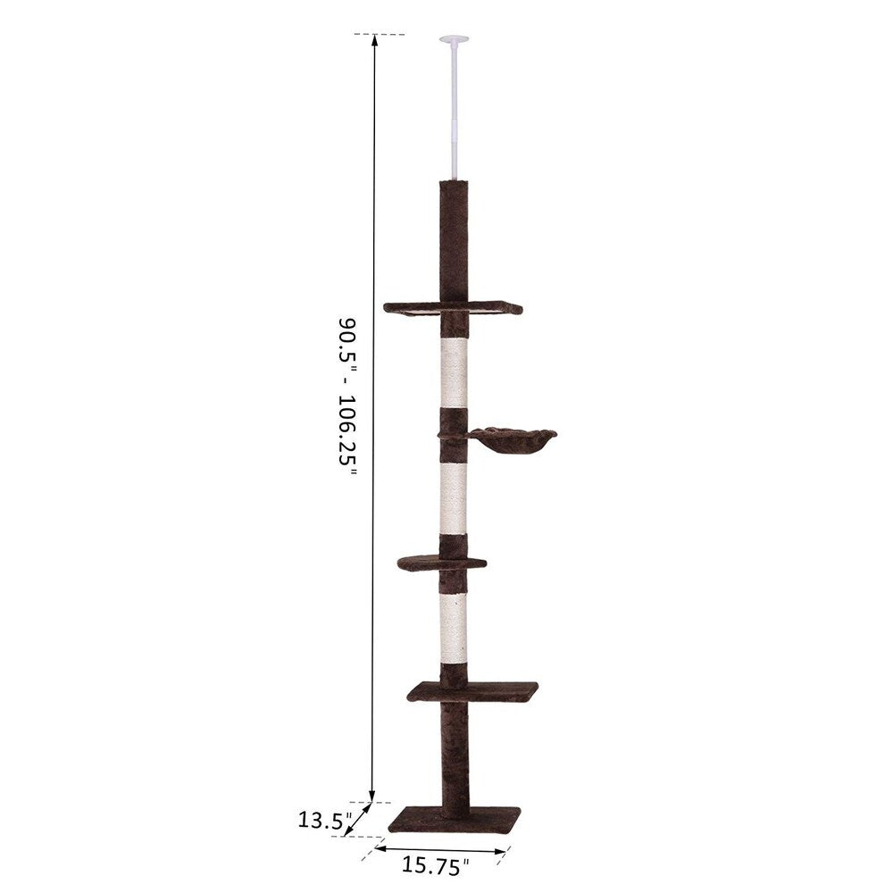 PawHut 9' Adjustable Height Floor-to-Ceiling Vertical Cat Tree