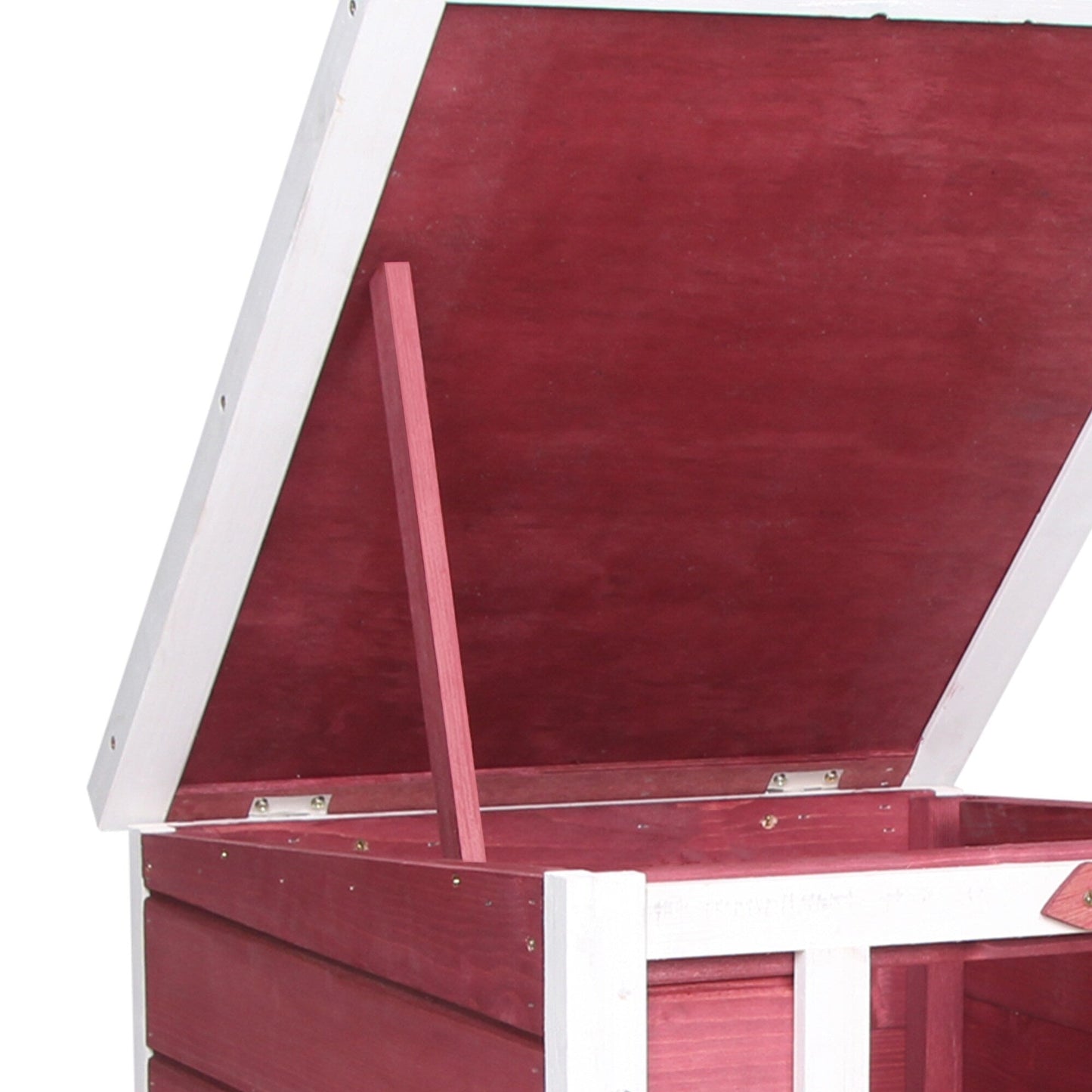 PawHut Small Wooden Rabbit Hutch Bunny Cage Guinea Pig House Dog Cage with Openable & Waterproof Roof, Red