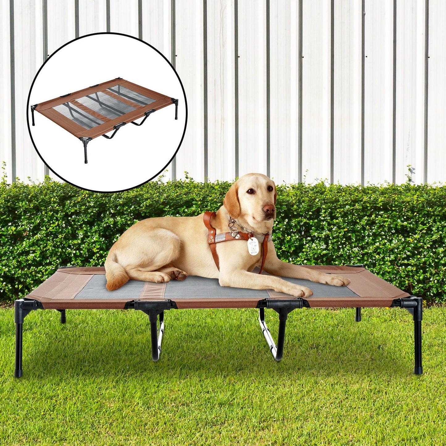 Pawhut Elevated Cooling Mesh Dog Bed Cot - 48 x 36.25 x 9