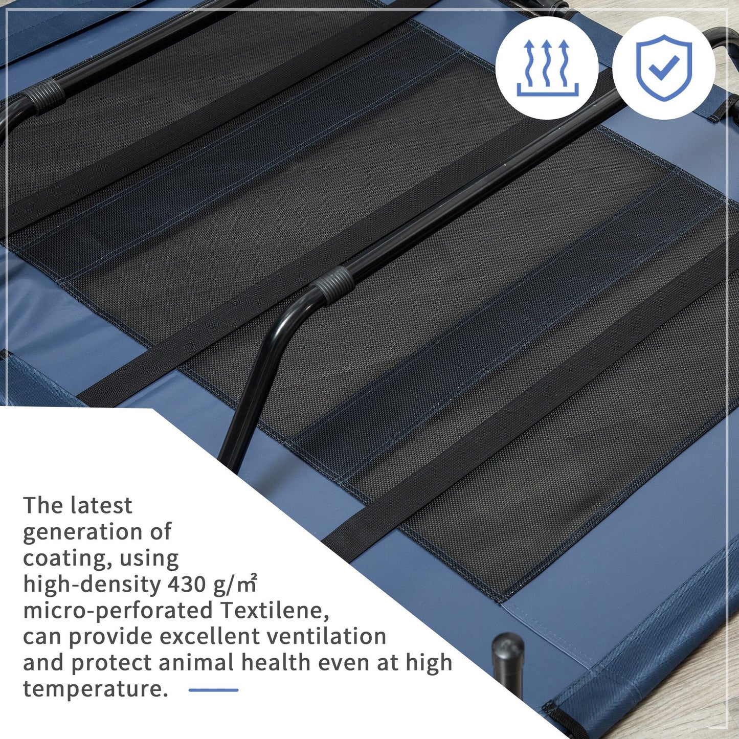 Pawhut Elevated Cooling Mesh Dog Bed Cot - 48 x 36.25 x 9