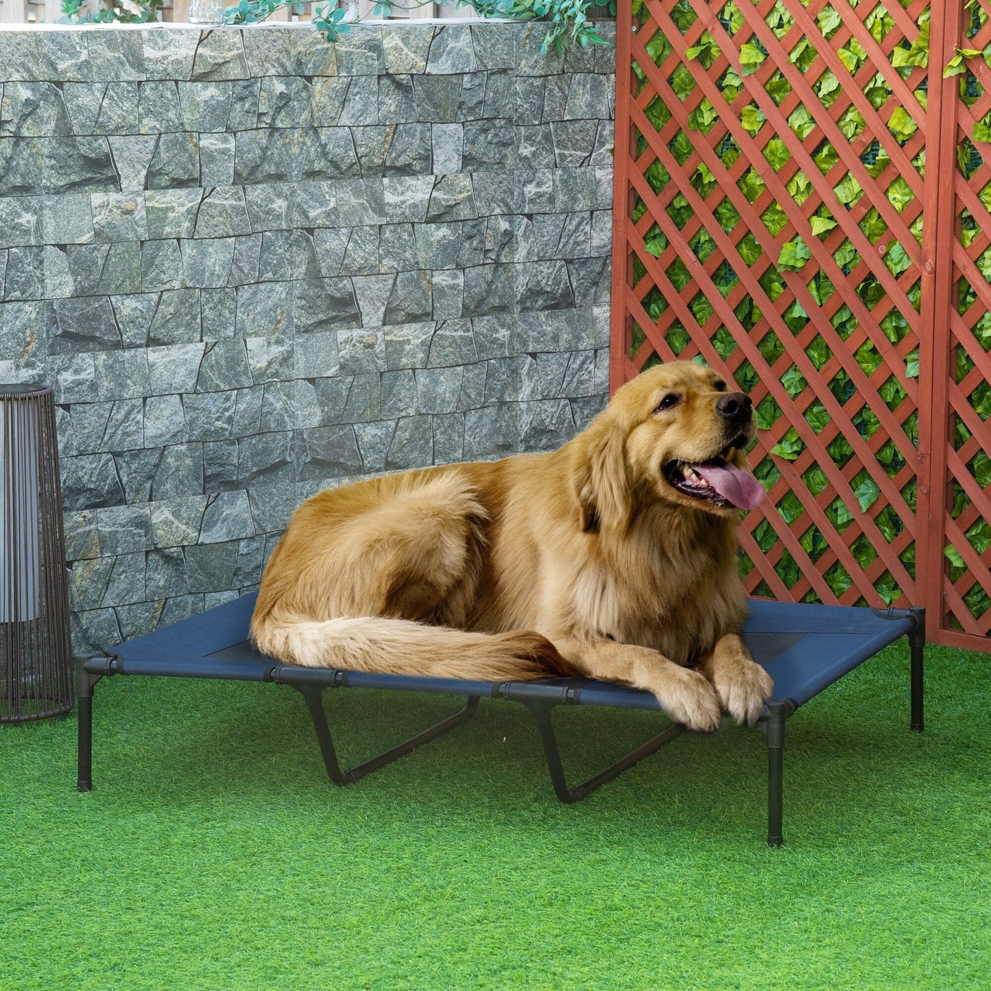Pawhut Elevated Cooling Mesh Dog Bed Cot - 48 x 36.25 x 9