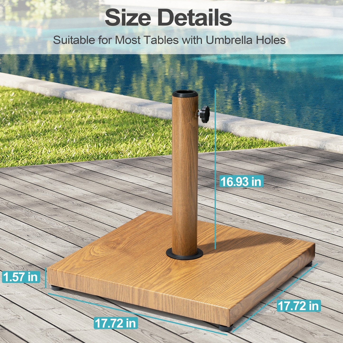 Pellebant Heavy Duty Square Cement Umbrella Base for Market Umbrella - N/A