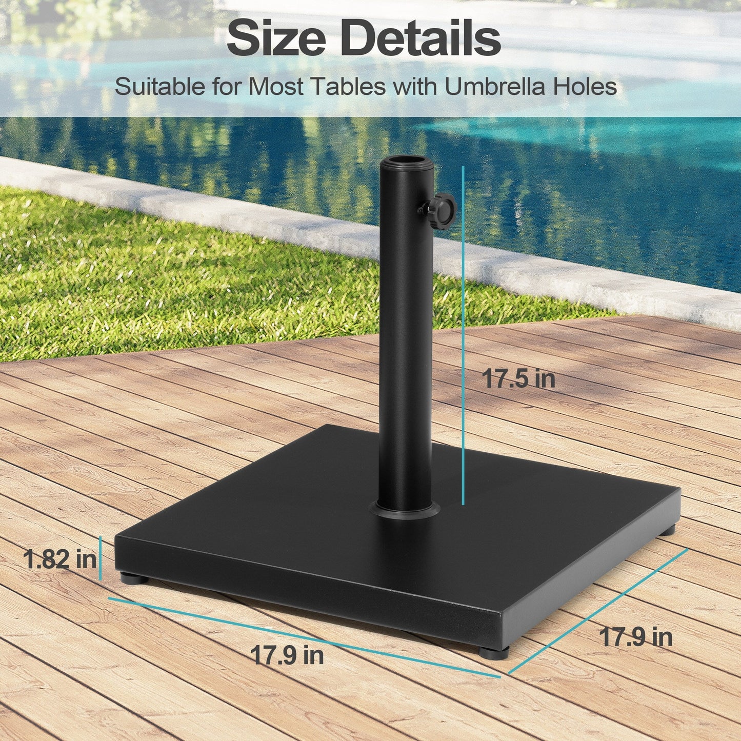 Pellebant Heavy Duty Square Cement Umbrella Base for Market Umbrella - N/A