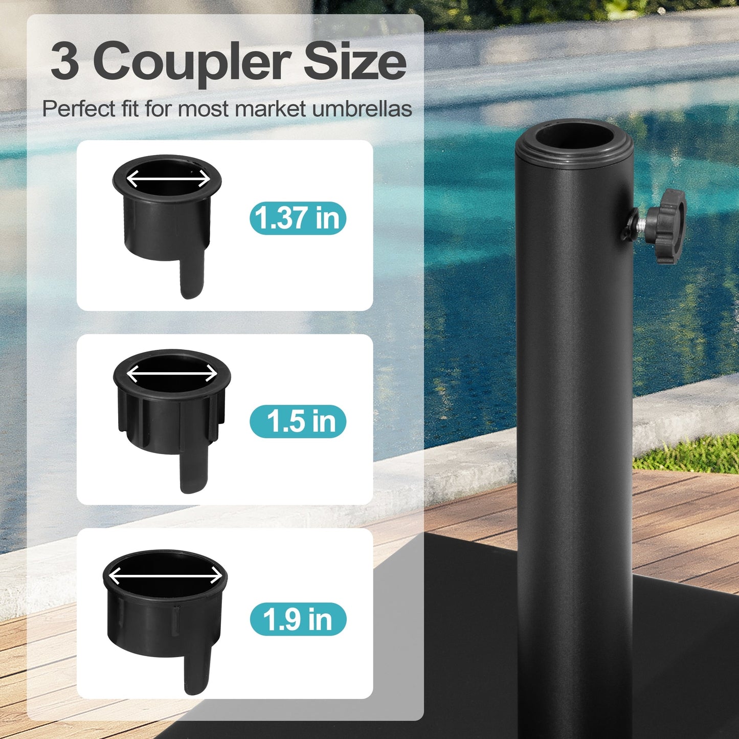 Pellebant Heavy Duty Square Cement Umbrella Base for Market Umbrella - N/A