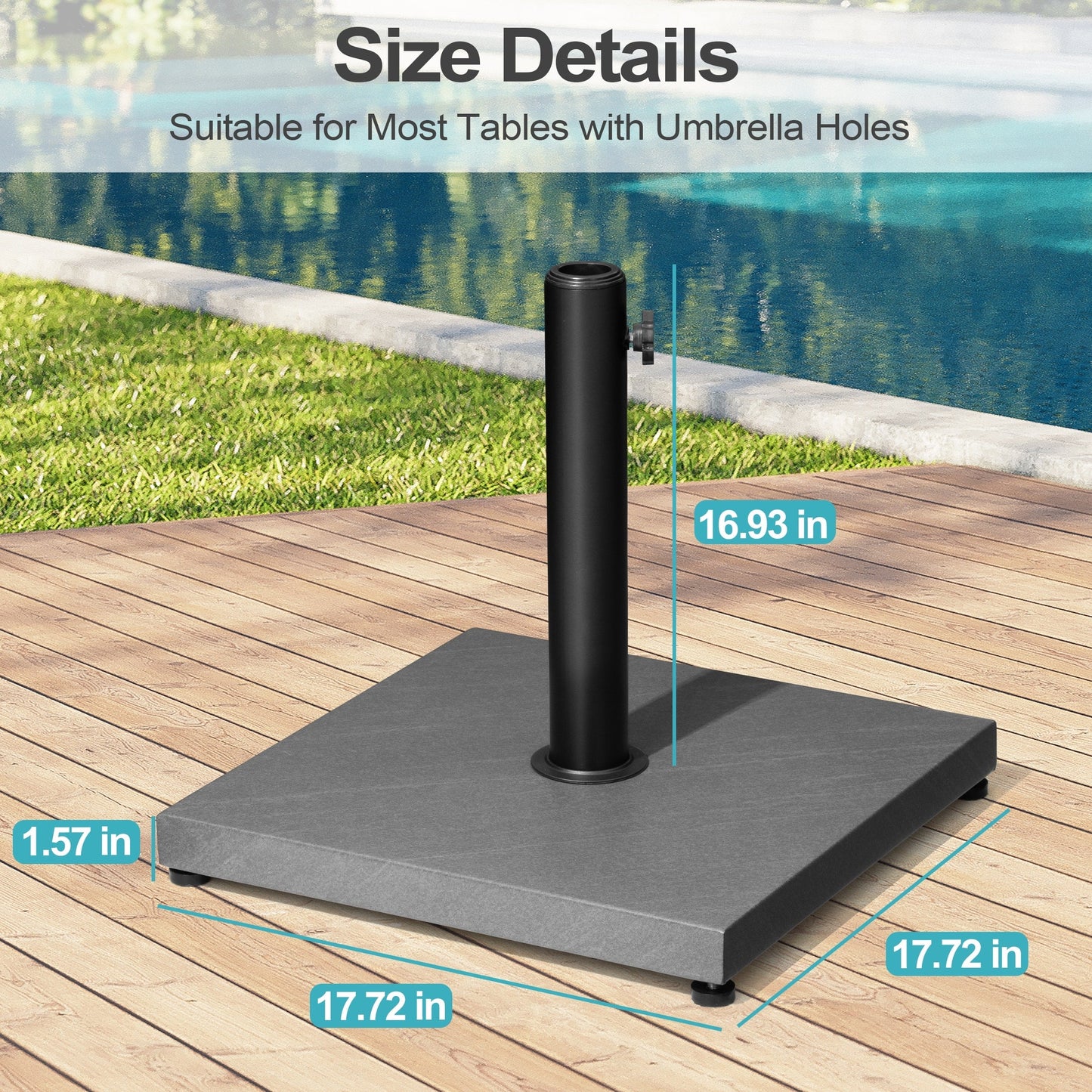 Pellebant Heavy Duty Square Cement Umbrella Base for Market Umbrella - N/A