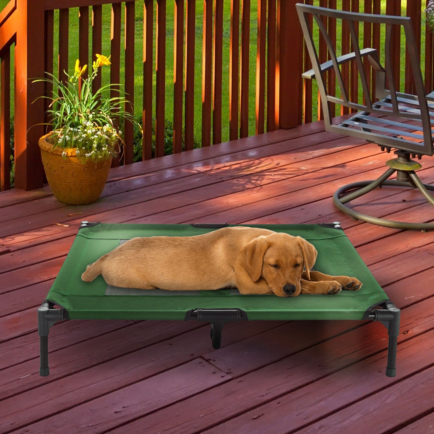 Petmaker Steel Frame Elevated Dog Bed with Non-Slip Feet - Indoor/Outdoor Puppy Cot for Pets