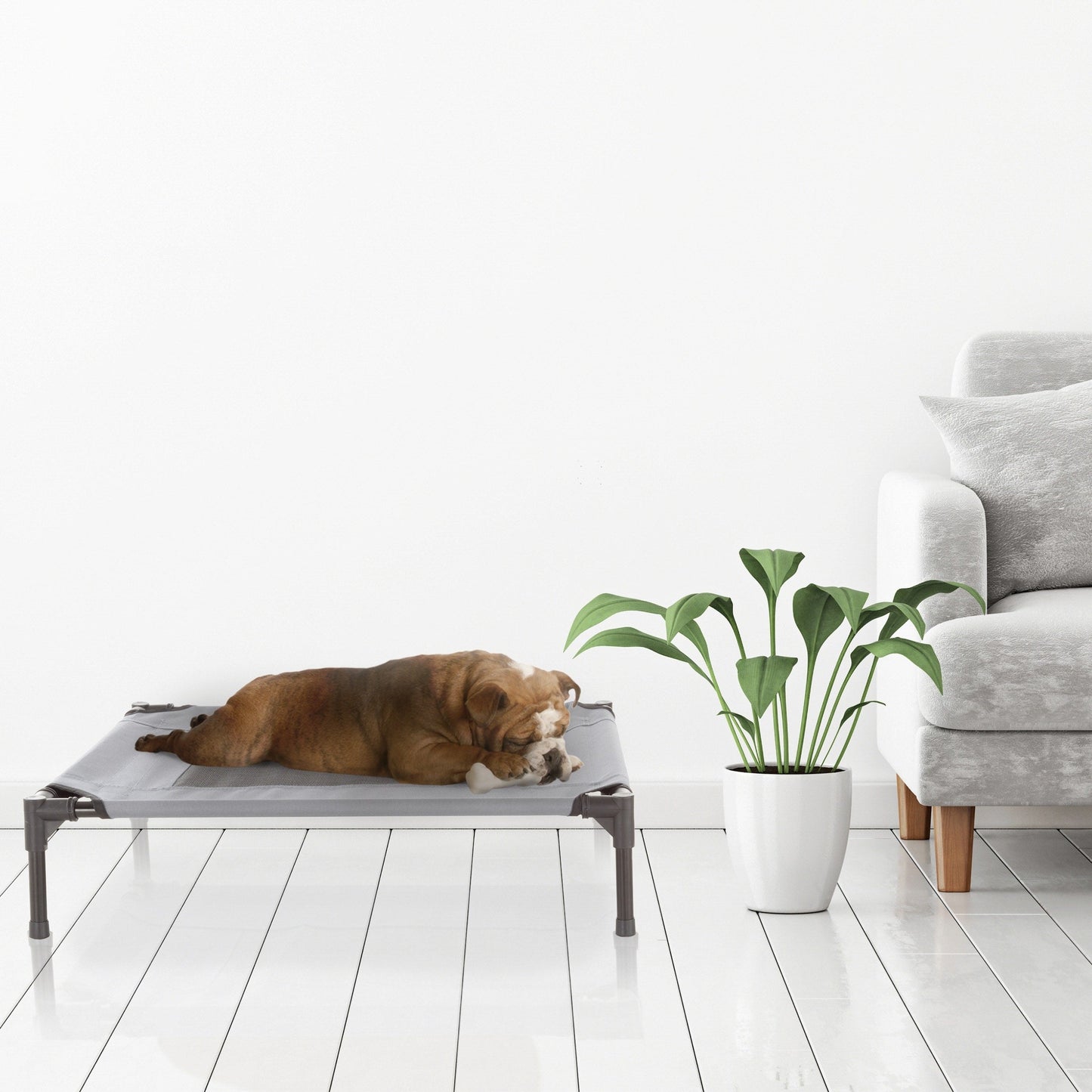 Petmaker Steel Frame Elevated Dog Bed with Non-Slip Feet - Indoor/Outdoor Puppy Cot for Pets