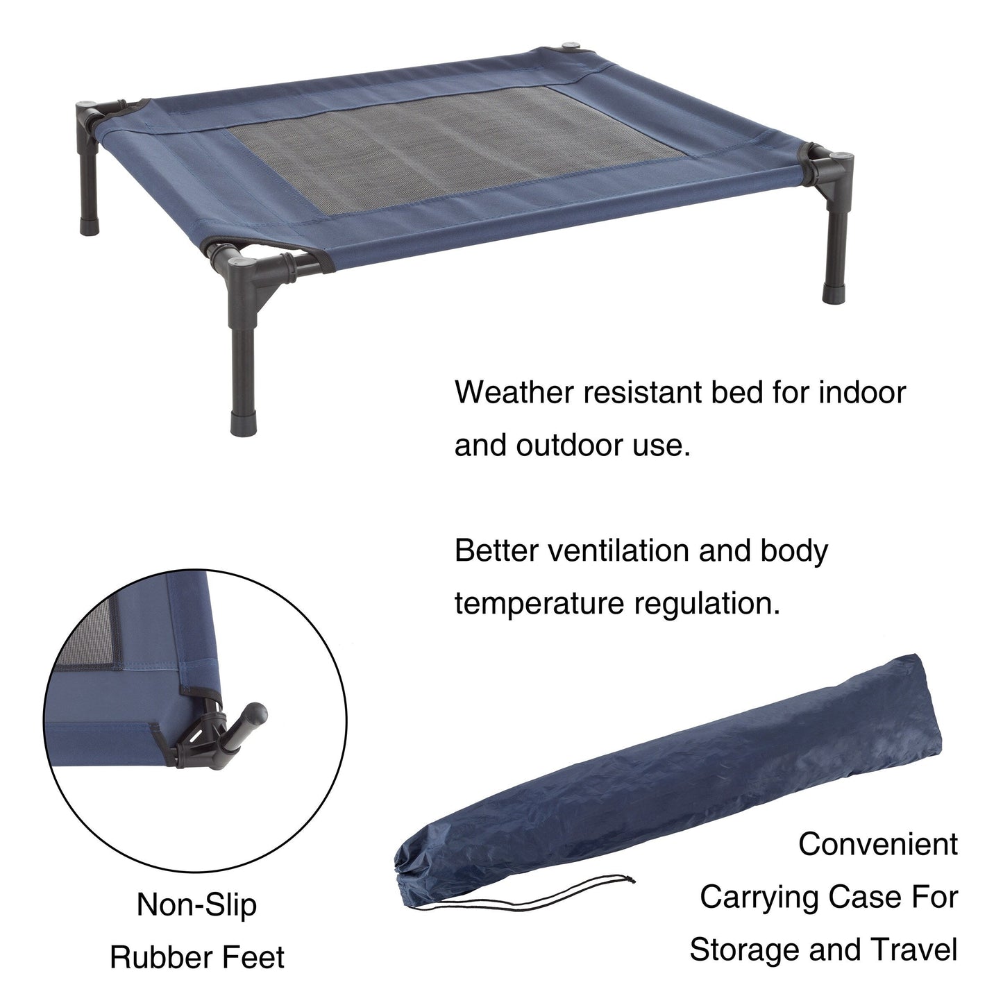 Petmaker Steel Frame Elevated Dog Bed with Non-Slip Feet - Indoor/Outdoor Puppy Cot for Pets