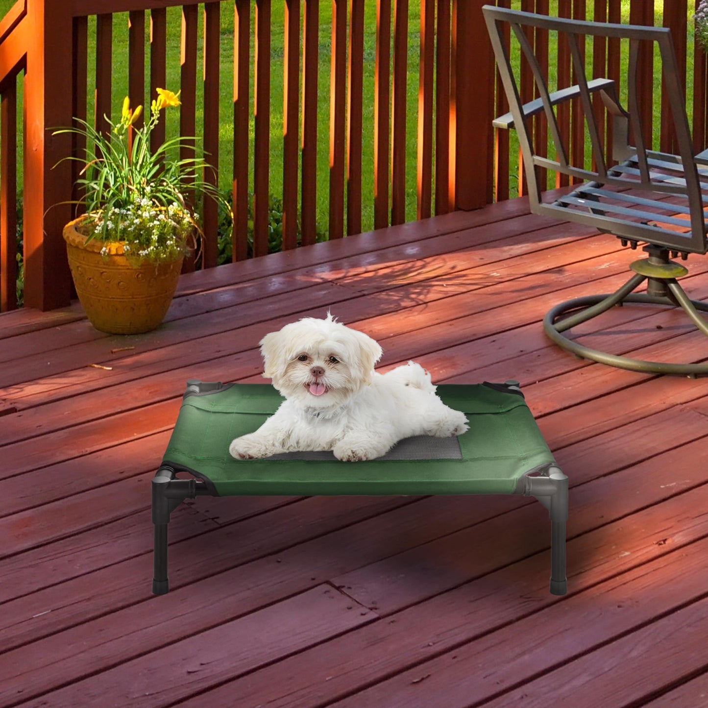 Petmaker Steel Frame Elevated Dog Bed with Non-Slip Feet - Indoor/Outdoor Puppy Cot for Pets