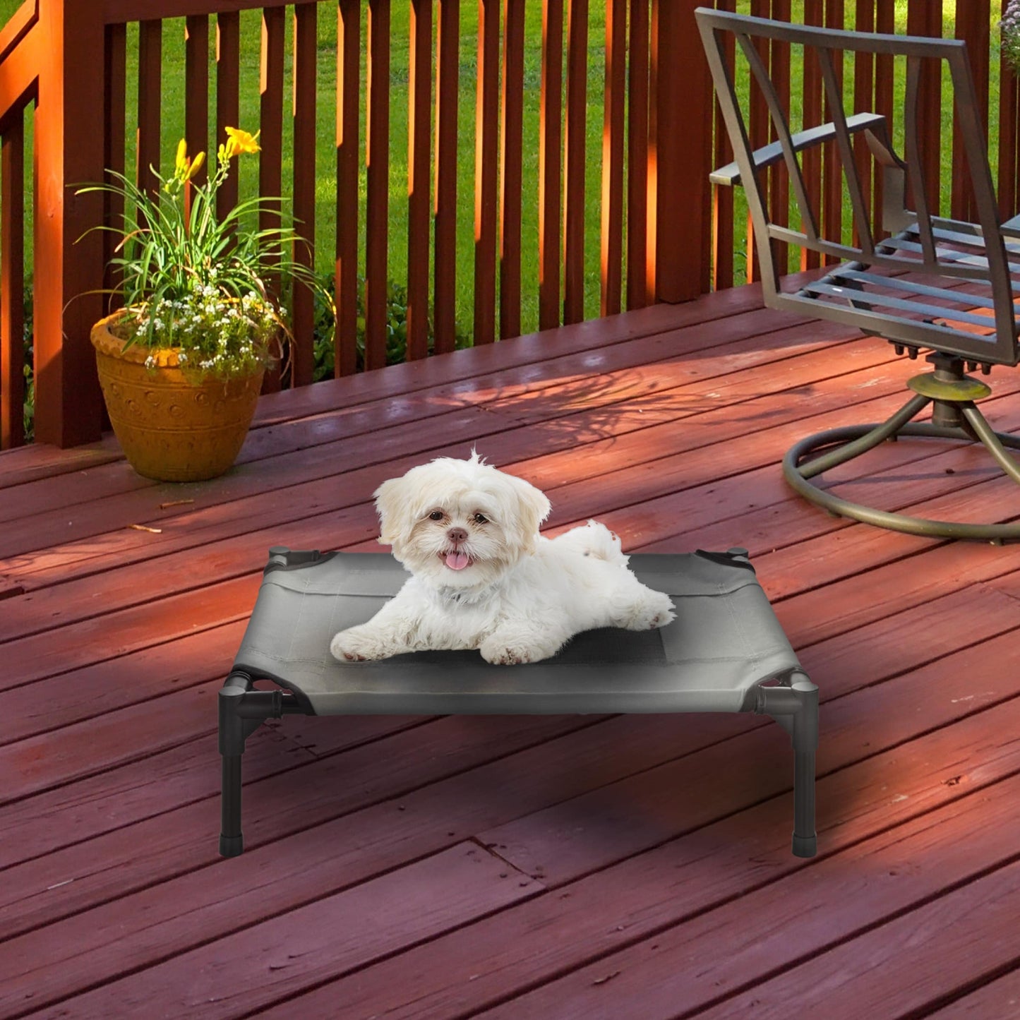 Petmaker Steel Frame Elevated Dog Bed with Non-Slip Feet - Indoor/Outdoor Puppy Cot for Pets