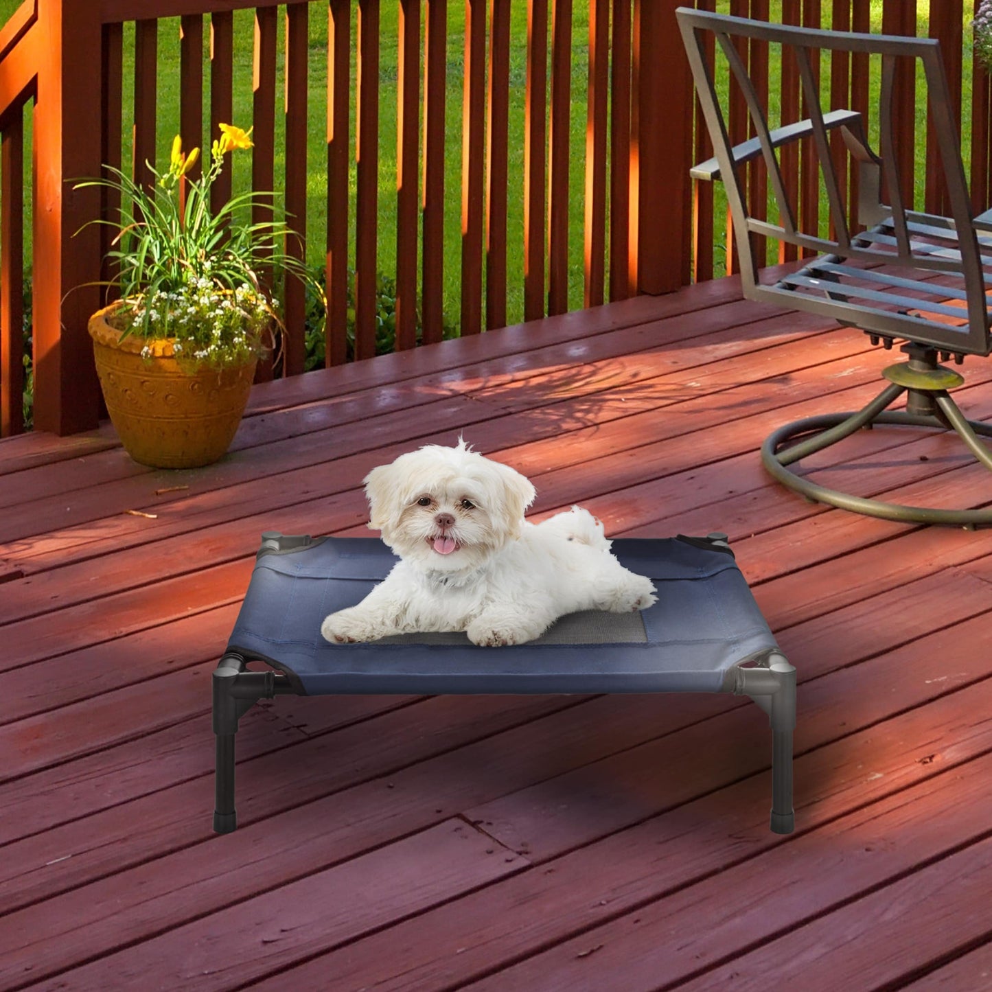 Petmaker Steel Frame Elevated Dog Bed with Non-Slip Feet - Indoor/Outdoor Puppy Cot for Pets