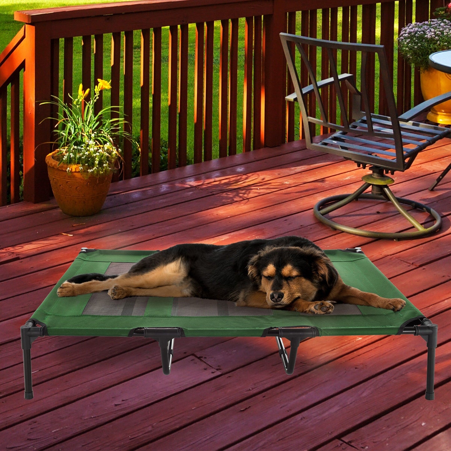 Petmaker Steel Frame Elevated Dog Bed with Non-Slip Feet - Indoor/Outdoor Puppy Cot for Pets
