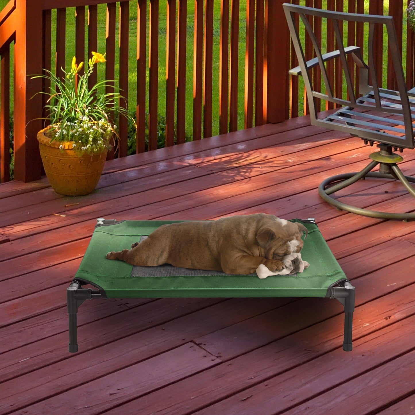 Petmaker Steel Frame Elevated Dog Bed with Non-Slip Feet - Indoor/Outdoor Puppy Cot for Pets