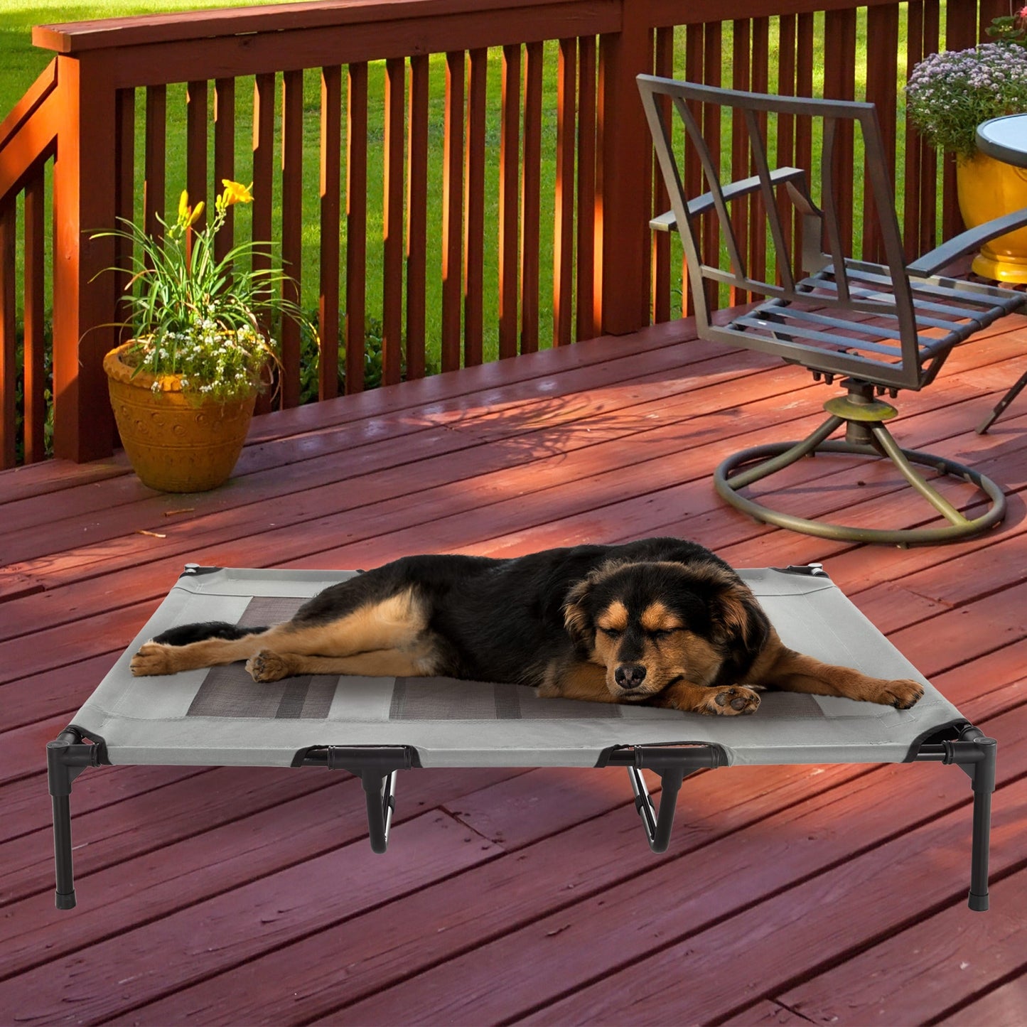 Petmaker Steel Frame Elevated Dog Bed with Non-Slip Feet - Indoor/Outdoor Puppy Cot for Pets