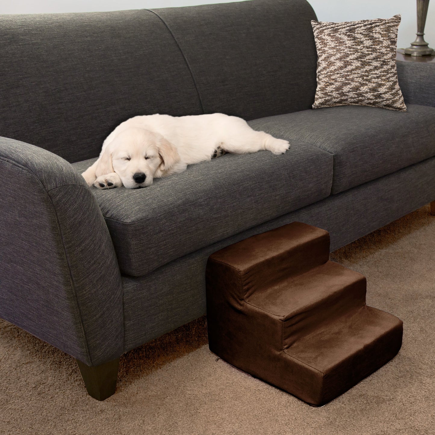 Petmaker 3-Step Pet Stairs with Removable Zippered Microfiber Cover