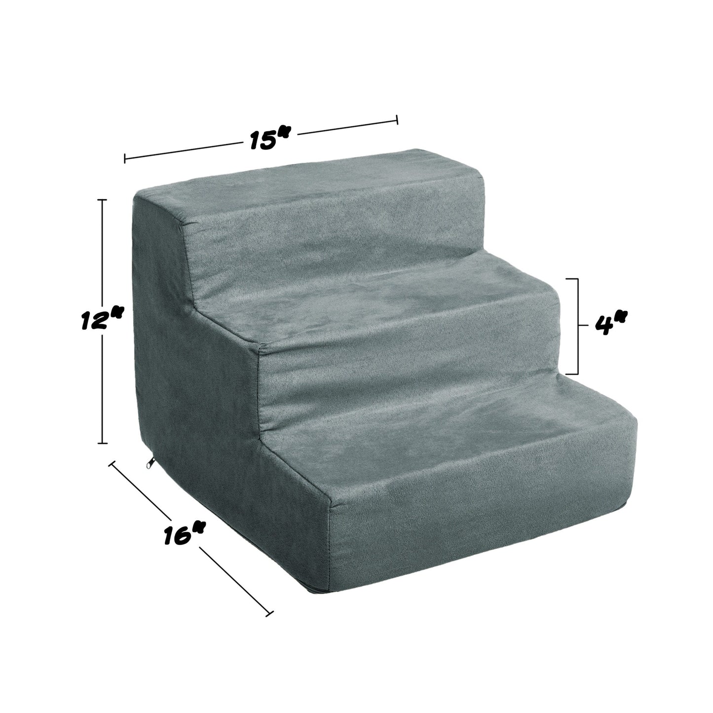 Petmaker 3-Step Pet Stairs with Removable Zippered Microfiber Cover