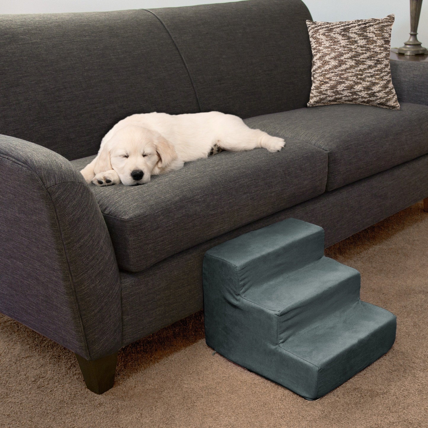 Petmaker 3-Step Pet Stairs with Removable Zippered Microfiber Cover