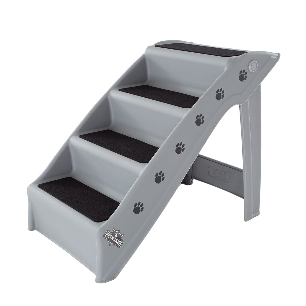 Petmaker Folding Home & Vehicle Carpeted 4-Step Dog & Pet Stairs
