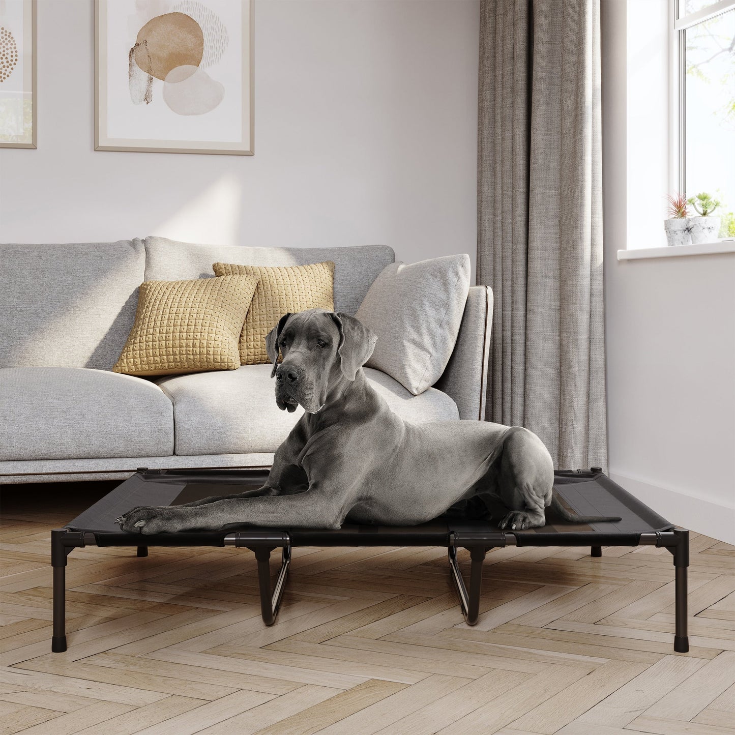 Petmaker Steel Frame Elevated Dog Bed with Non-Slip Feet - Indoor/Outdoor Puppy Cot for Pets