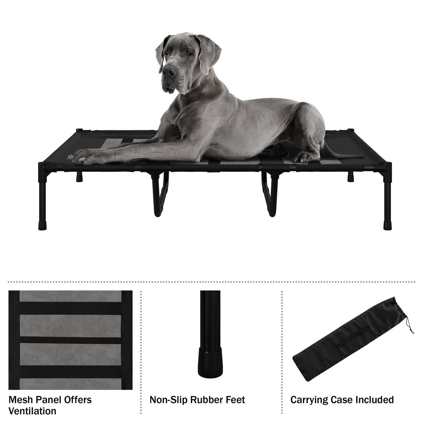 Petmaker Steel Frame Elevated Dog Bed with Non-Slip Feet - Indoor/Outdoor Puppy Cot for Pets