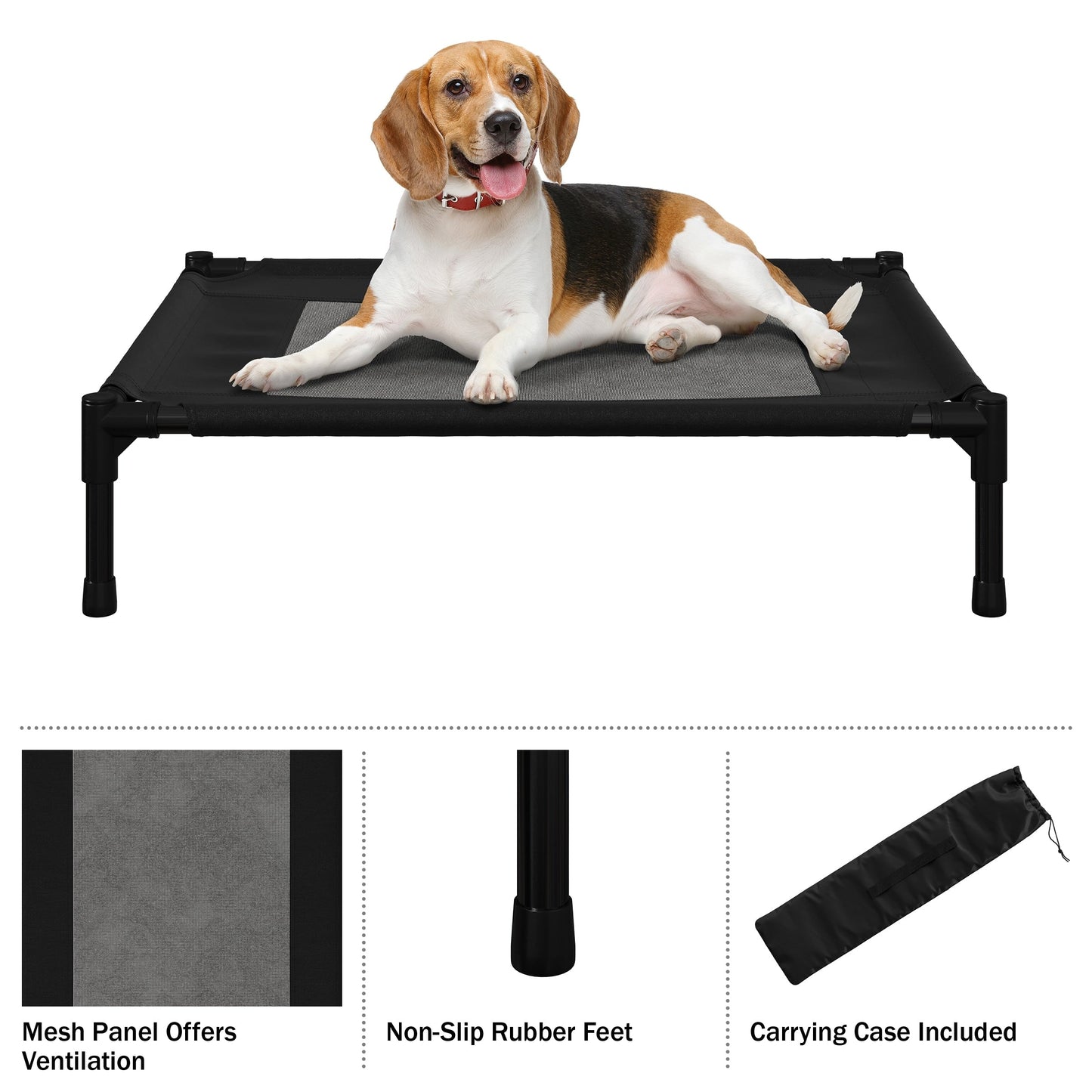 Petmaker Steel Frame Elevated Dog Bed with Non-Slip Feet - Indoor/Outdoor Puppy Cot for Pets