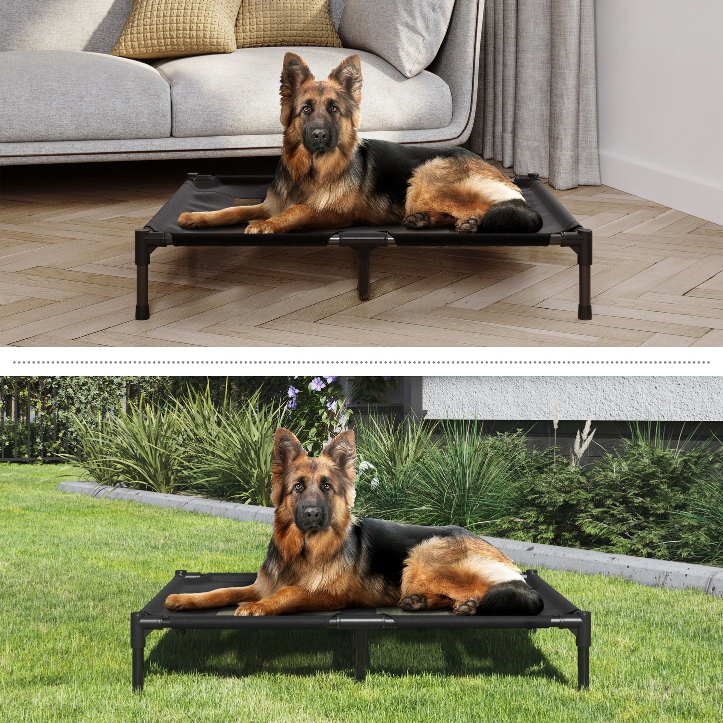 Petmaker Steel Frame Elevated Dog Bed with Non-Slip Feet - Indoor/Outdoor Puppy Cot for Pets
