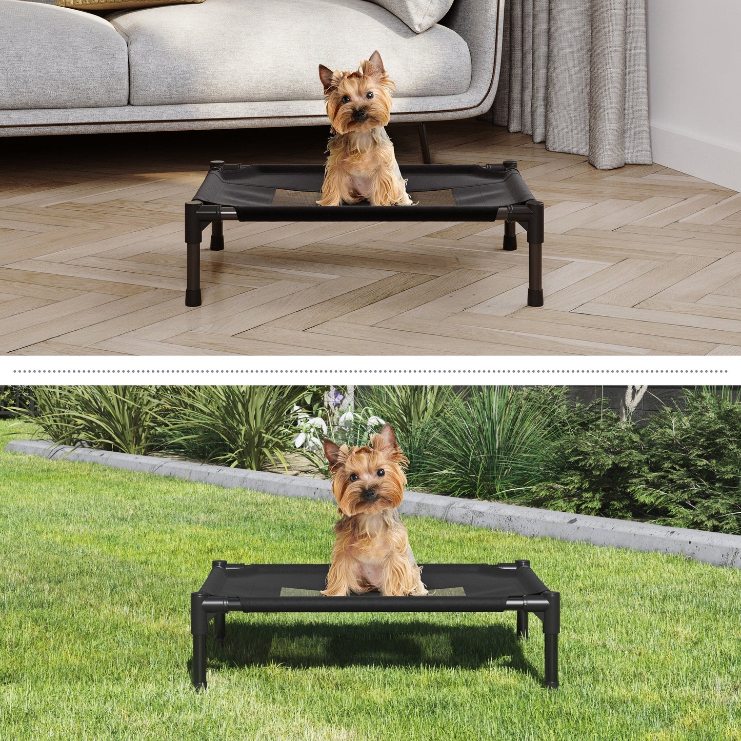 Petmaker Steel Frame Elevated Dog Bed with Non-Slip Feet - Indoor/Outdoor Puppy Cot for Pets