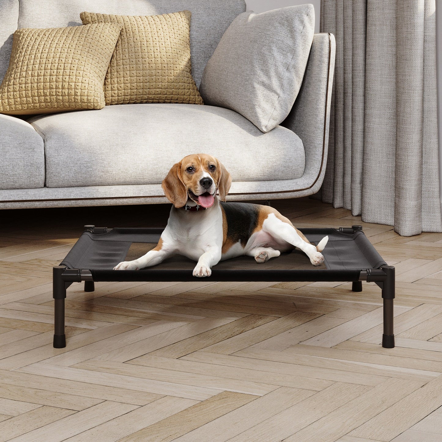 Petmaker Steel Frame Elevated Dog Bed with Non-Slip Feet - Indoor/Outdoor Puppy Cot for Pets