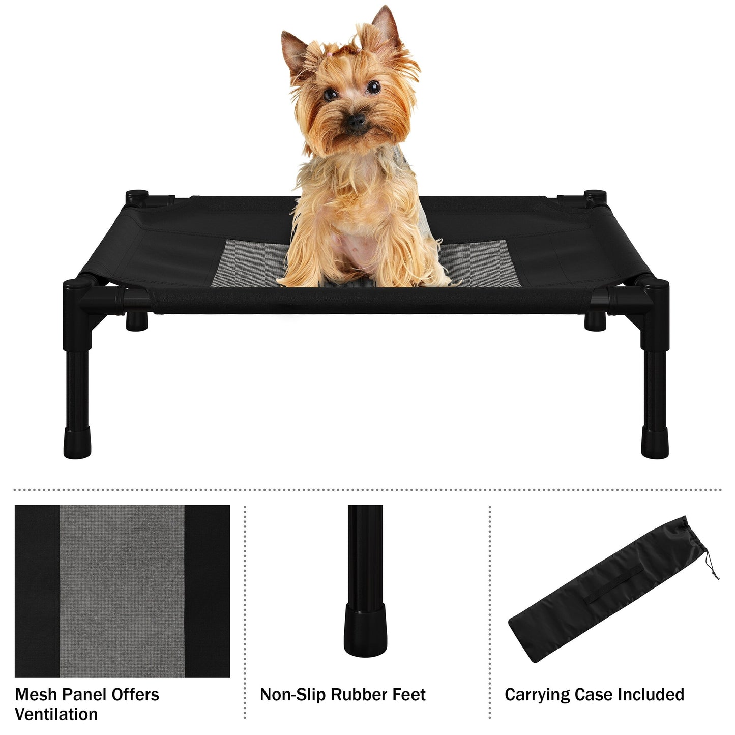 Petmaker Steel Frame Elevated Dog Bed with Non-Slip Feet - Indoor/Outdoor Puppy Cot for Pets