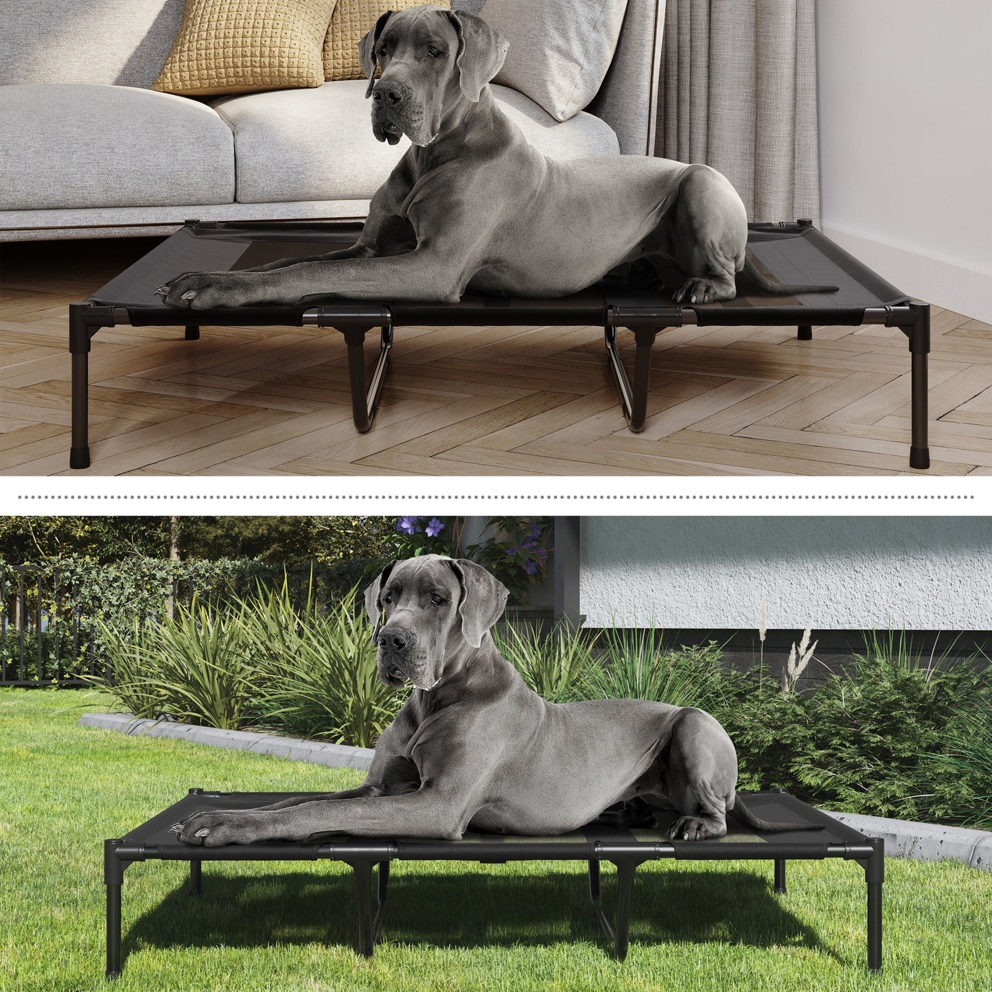 Petmaker Steel Frame Elevated Dog Bed with Non-Slip Feet - Indoor/Outdoor Puppy Cot for Pets