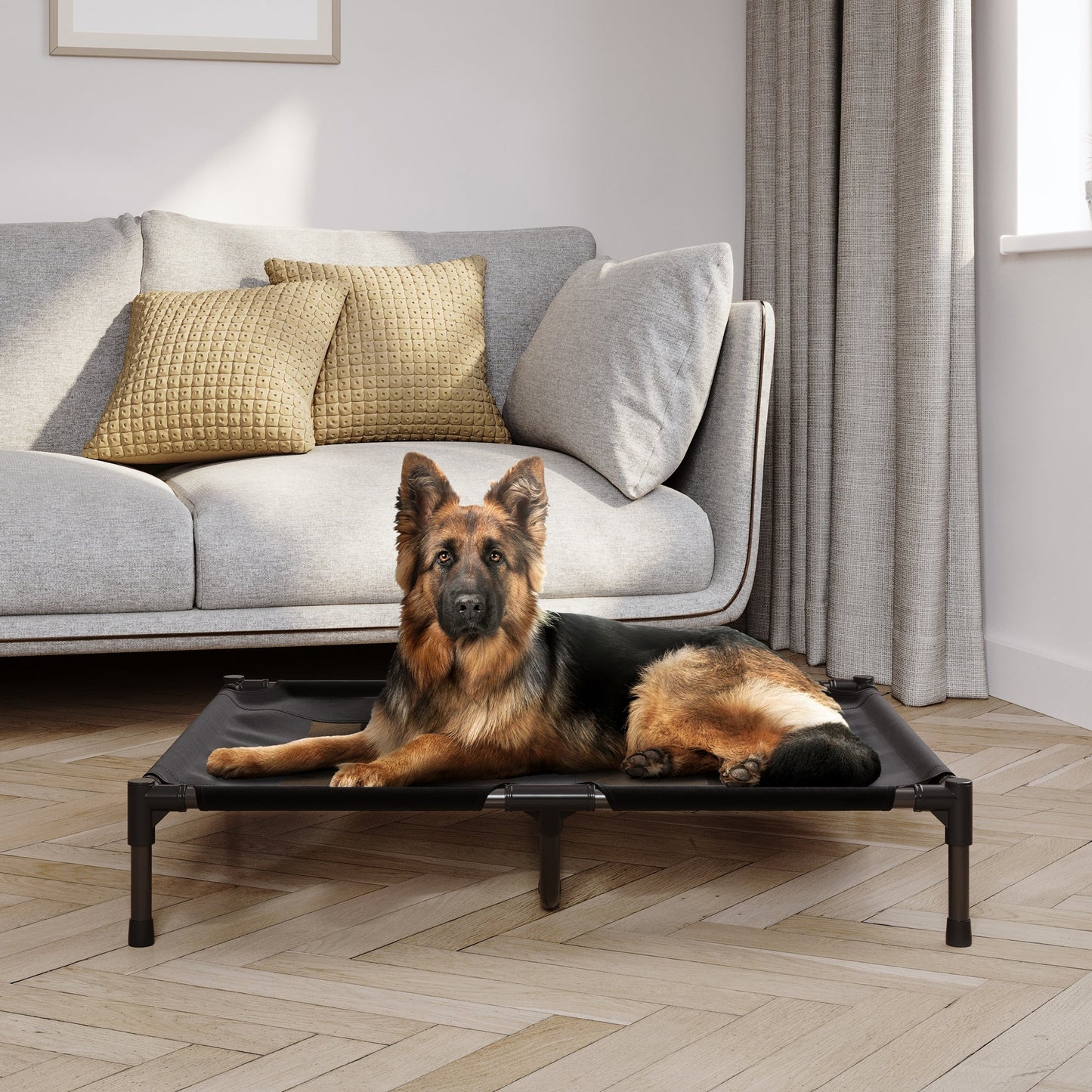 Petmaker Steel Frame Elevated Dog Bed with Non-Slip Feet - Indoor/Outdoor Puppy Cot for Pets