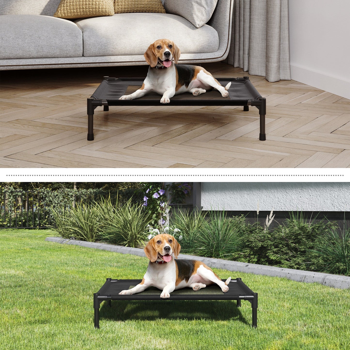 Petmaker Steel Frame Elevated Dog Bed with Non-Slip Feet - Indoor/Outdoor Puppy Cot for Pets