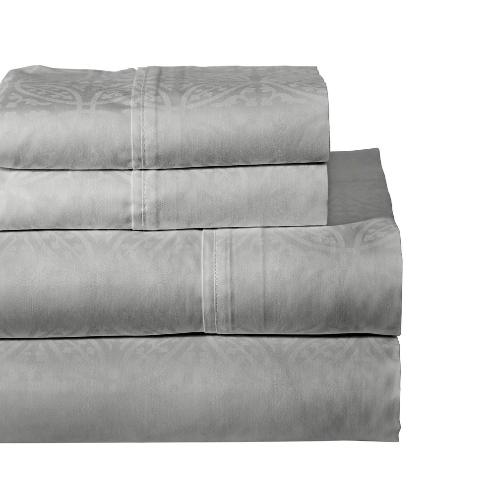 Pointehaven 300 Thread Count Combed Cotton Tone-on-Tone Printed Bed Sheet Set