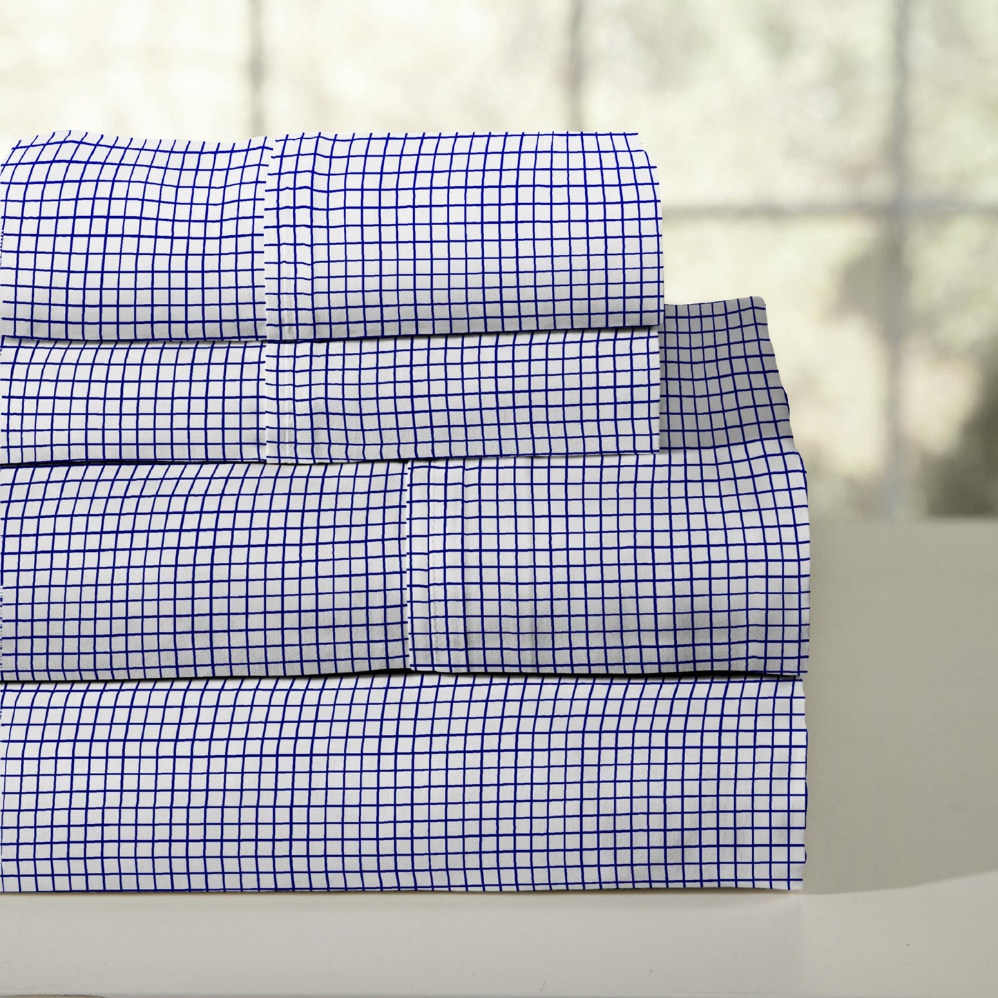 Pointehaven Combed Cotton Percale Crisp Breathable Solid or Printed Sheet Set
