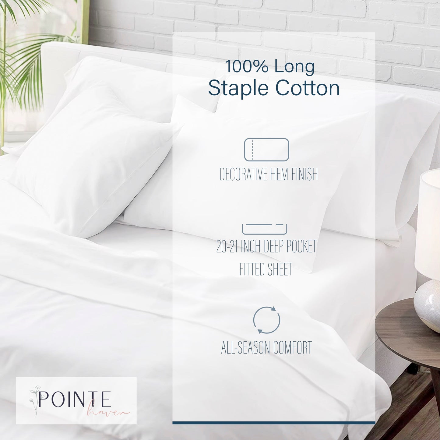 Pointehaven 500 Thread Count Long Staple Cotton Extra Deep Pocket Bed Sheet Set