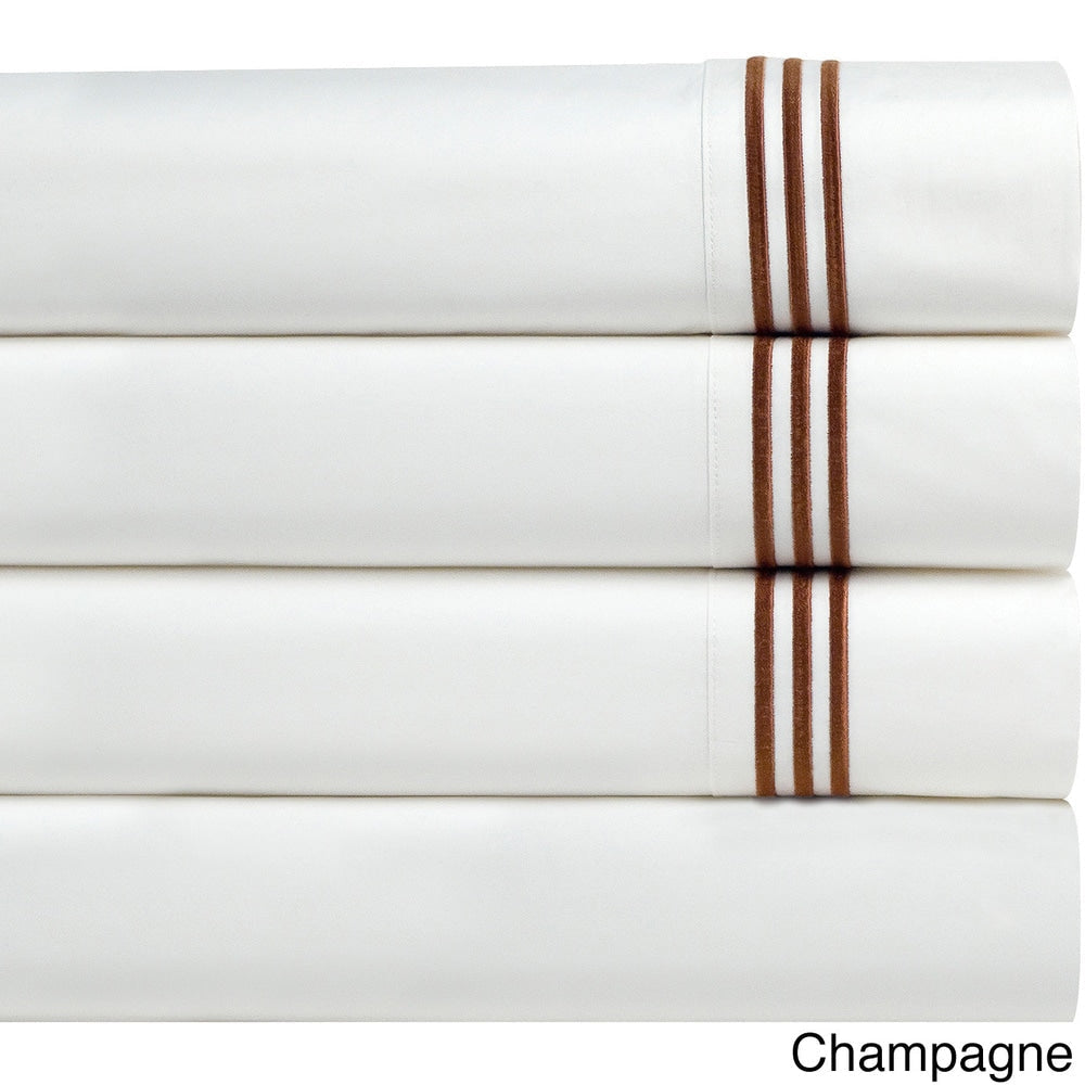 Pointehaven Egyptian Cotton Embroidered Percale Pillowcases (Set of 2)