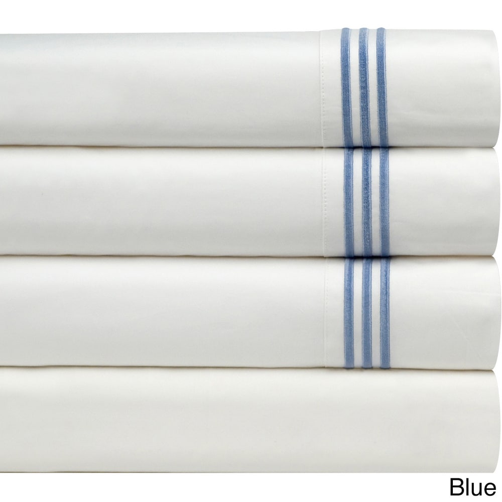 Pointehaven Egyptian Cotton Embroidered Percale Pillowcases (Set of 2)